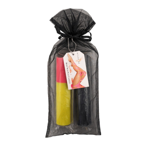 wildfire wax play candles - black, and yellow and pink